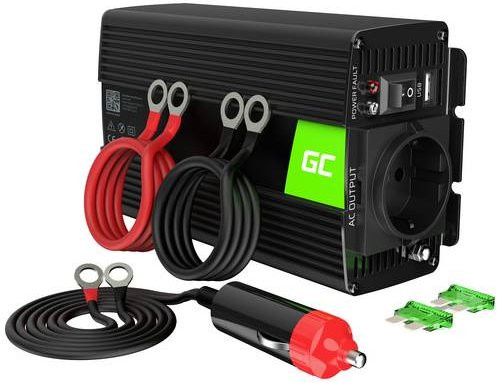 Green Cell Wechselrichter INV16 500 W 12 V - 230 V in Schwarz mit USB-A und USB-C Anschlüssen - Bild 1