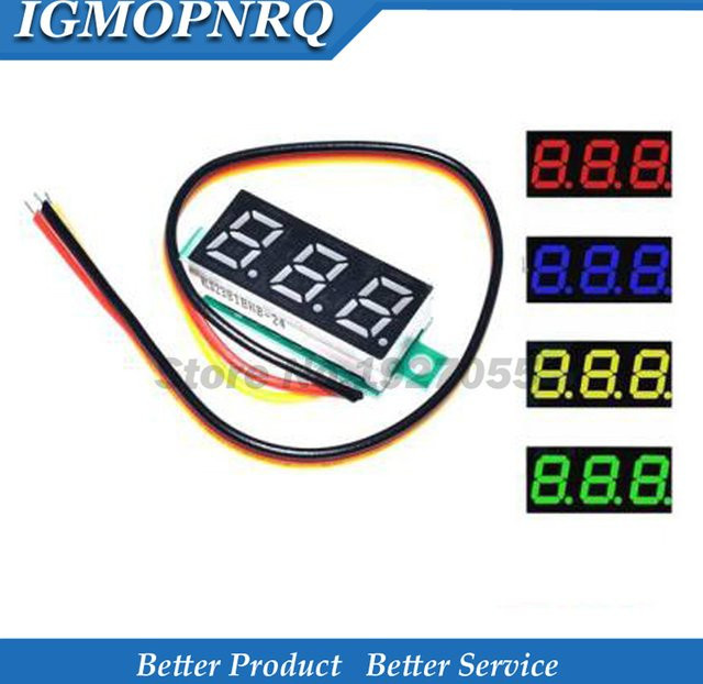2er-Set Ultra-kleines Digitales DC-Voltmeter Display 0,28 Zoll, einstellbar, DC 0-100V, Farben: Rot, Gelb, Blau, Grün - Bild 1