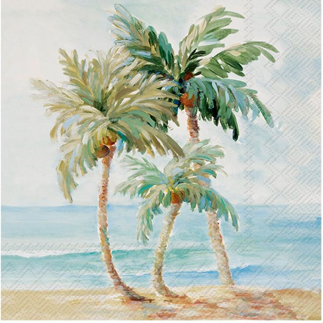 Serviette Palms in Paradise in Weiß und Multicolour aus Papier - Bild 1