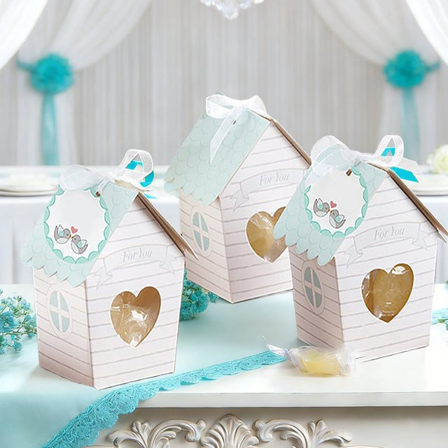 10 Stück Mini-Liebesnest-Vogelhaus-Geschenkboxen aus Papier in Weiß für Hochzeiten, Verlobungen oder Valentinstag - Bild 1