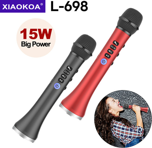 Xiaokoa L-698 2in1 Bluetooth Karaoke-Mikrofon und Lautsprecher mit 15W Leistung, 4000mAh Akku, Schwarz - Bild 1