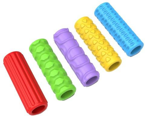 5er-Set Texturierter Silikon-Stiftgriff als Sensorisches Fidget-Spielzeug in Mehrfarbig für Kinder, Schüler und Erwachsene - Bild 1