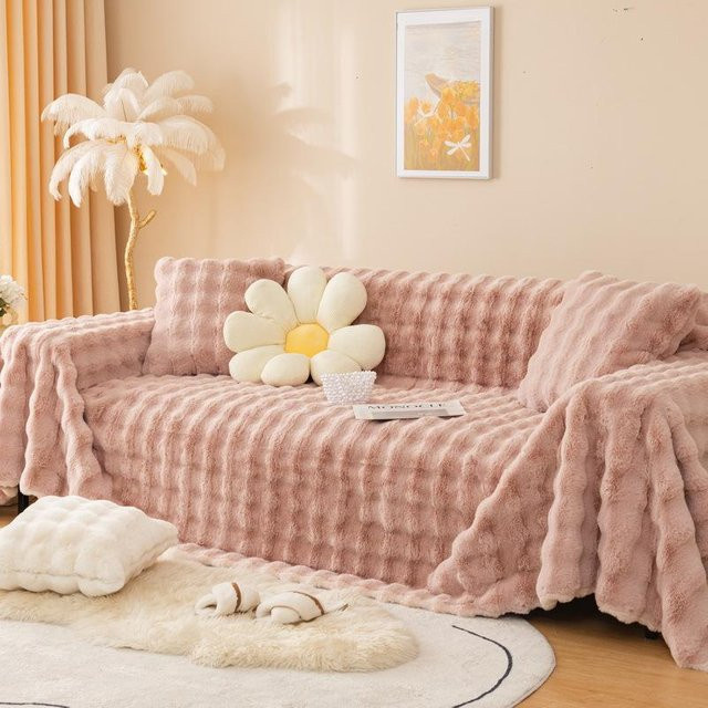 Super Six Sofa Überwurf aus Plüsch für Herbst und Winter, einfarbig, B/B: 180 x 130 cm - Bild 1