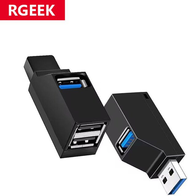 RGEEK USB-C Hub Adapter mit 3 Ports für USB 3.0 und 2.0 in Schwarz - Bild 1