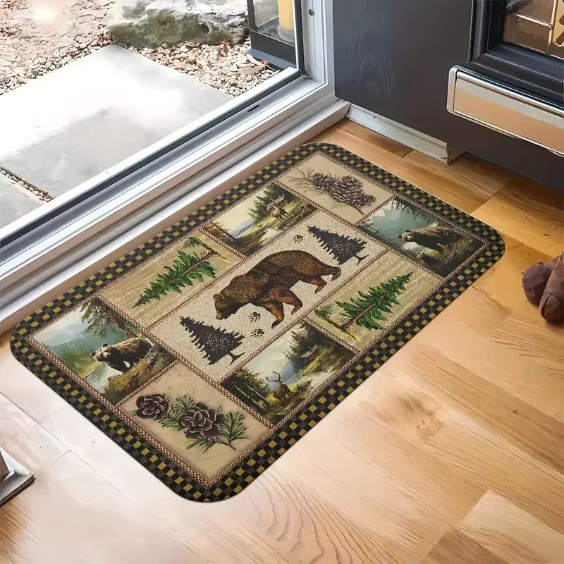 VIKAMA Fußmatte Cool Forest mit schwarzem Bär zur Dekoration für Eingang, Balkon oder Korridor - Bild 3