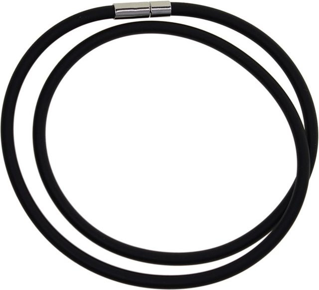 Halskette und Armband, schwarzes Gummi, Damen, Mädchen, 45 cm, 55 cm - Bild 1