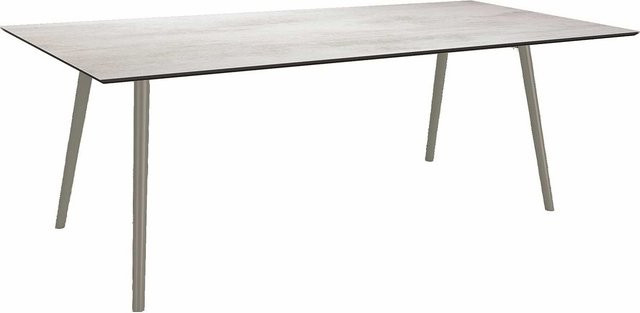 Stern Tisch Interno Oval aus Aluminium und MDF-Laminat, Farbe Graphit/Silverstar 2.0 Zement hell, B: 220 cm, T: 100 cm - Bild 1