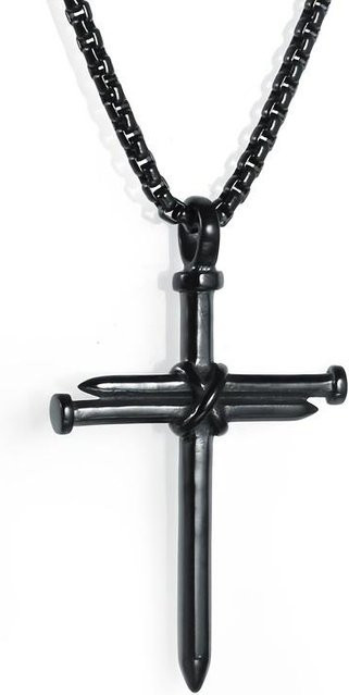 Lucky Star Jewelry Herrenanhänger Edelstahl, Zirkonia, Schwarz - Bild 1