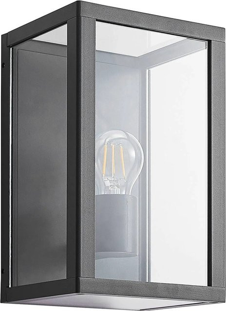 Lindby Wandleuchte Giavanna Außen Schwarz Aluminium und Glas Modern E27 IP44 - Bild 1