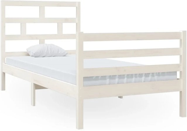 vidaXL Massivholzbett aus Kiefer in Weiß, B/T/H: 90 x 200 cm - Bild 1