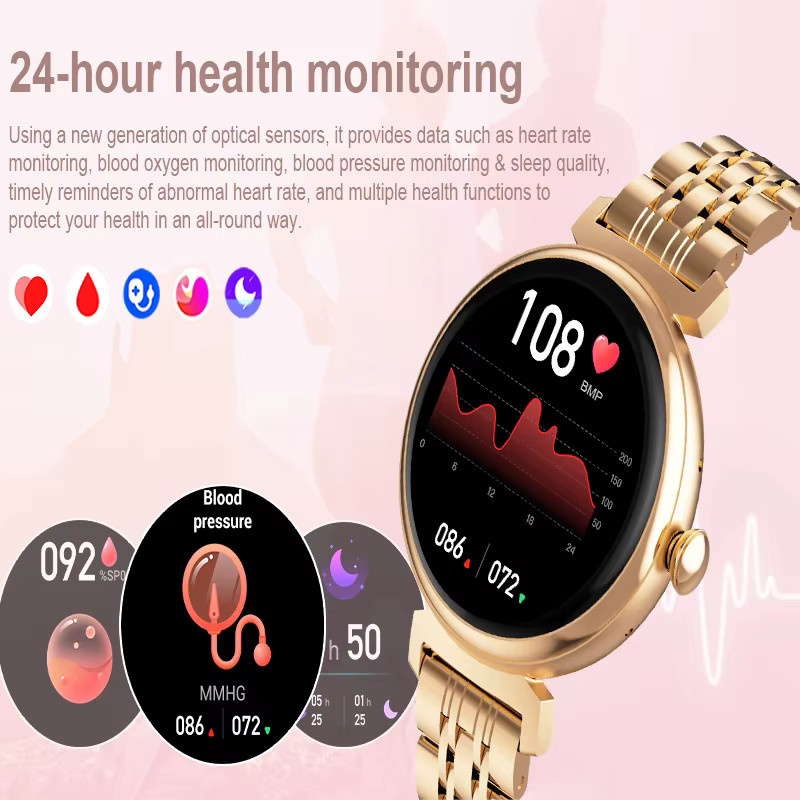 ChiBear Smartwatch, 1,04 Zoll, Leder, Gold, Damen - Bild 4
