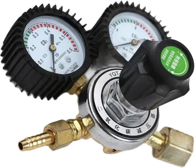 ZJMZYM CO2-Druckregler mit Doppelmanometer als Kohlendioxid-Schweißdruckminderer in Silber - Bild 1