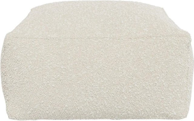 Sitzhocker Noumara Vente-unique in Off White Weiß aus Bouclé-Stoff, Durchmesser: 70 cm - Bild 1