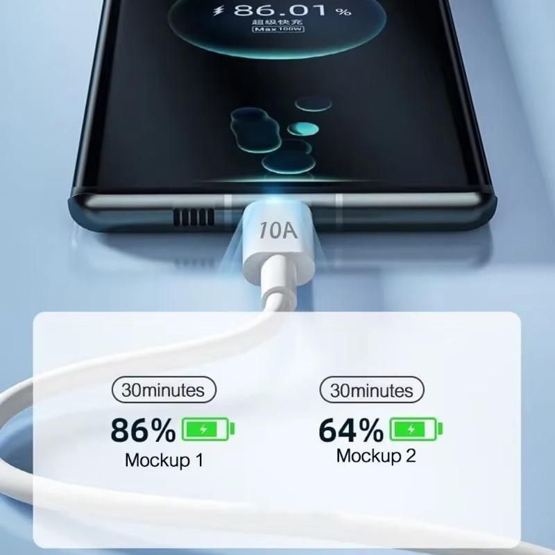 BAPPSUS USB-A auf USB-C Schnellladekabel 120W 10A in Weiß für Samsung, Huawei und Xiaomi - Bild 4