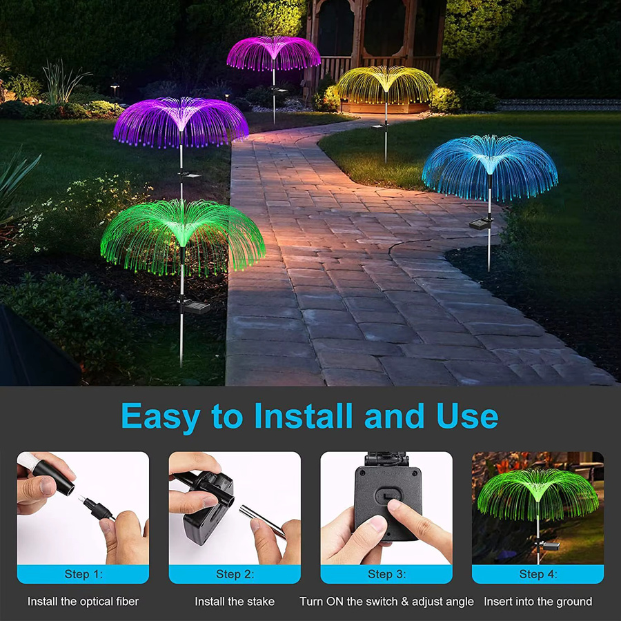 Wasserdichte Solar Quallen LED Gartenleuchten in Mehrfarbig für Außenbereich und Landschaftsdekoration - Bild 2