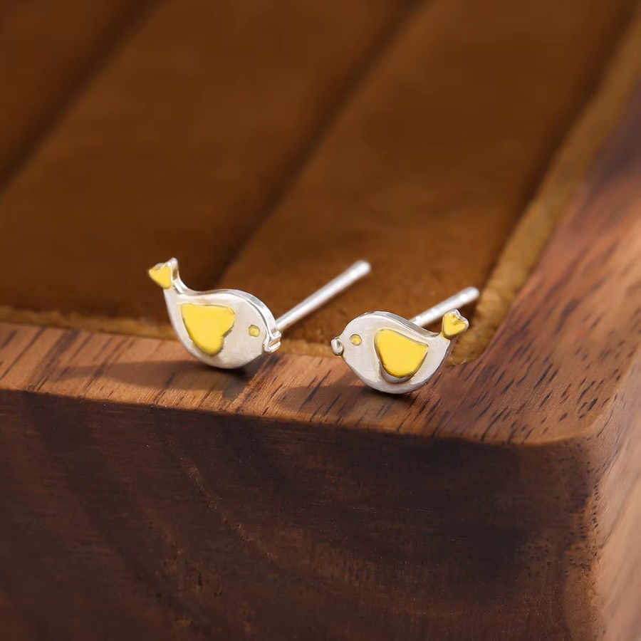 GaGa-Duck Ohrstecker, 925 Silber, Vogel-Herzförmig, Unisex - Bild 2