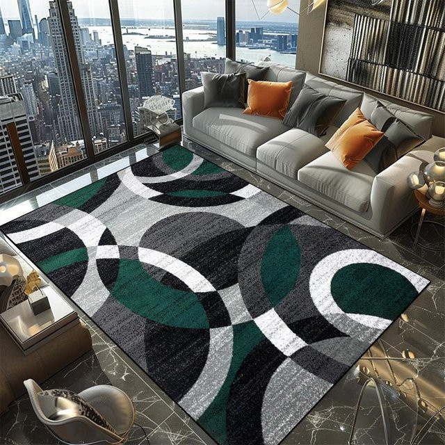 Karpetti Moderner Geometrischer Teppich aus Flanell, Waschbar und Rutschfest, B/T: 160 x 200 cm, Multicolour - Bild 1