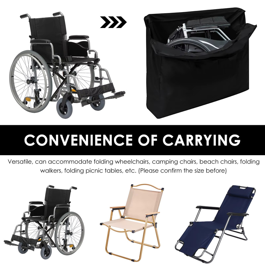 Willstar Rollator-Reisetasche aus wasserdichtem Oxford-Stoff, zusammenklappbar, Schwarz - Bild 4
