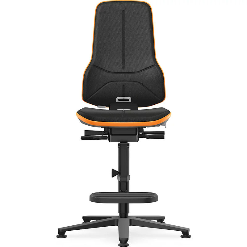 Bimos Neon Hochstuhl mit Stoffpolster in Orange und Schwarz, Sitztiefenverstellung und Synchrontechnik - Bild 2