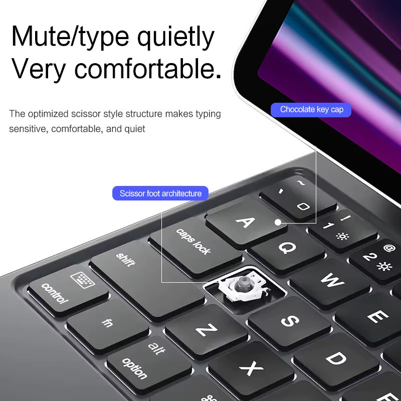 AJIUYU Magic Keyboard mit Touchpad und Hintergrundbeleuchtung für Samsung Galaxy Tab S9 FE S8 S7 S10 FE 10.9 Zoll, Verstellbare Standhülle, Farbe: Weiß - Bild 3