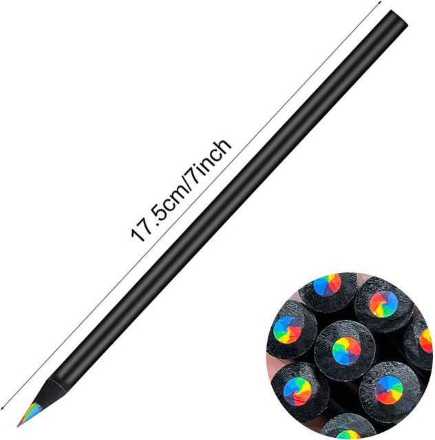 Bestbags 10 Stück Schwarze Holz-Regenbogen-Zeichenstifte mit 7 Farben HB für Künstler und Schüler - Bild 1