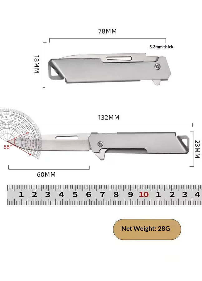 Tragbares EDC-Klappmesser aus Edelstahl in Silber für Bastelarbeiten und zum Paketöffnen - Bild 4