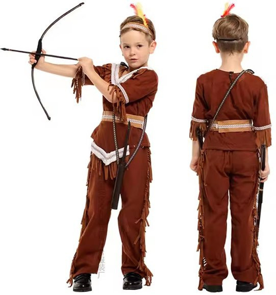HHYRCOS Bogenschütze Cosplay Kostüm, Indian Hunter, Fantasy, Braun - Bild 1