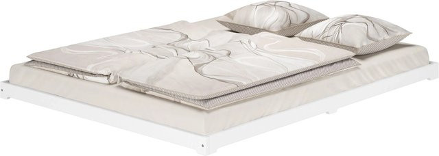Erst-Holz Doppelbett Modell 47 aus Massivholz Kiefer in Weiß, Extra Flach, B/T/H: 160 x 200 x 165 cm - Bild 1