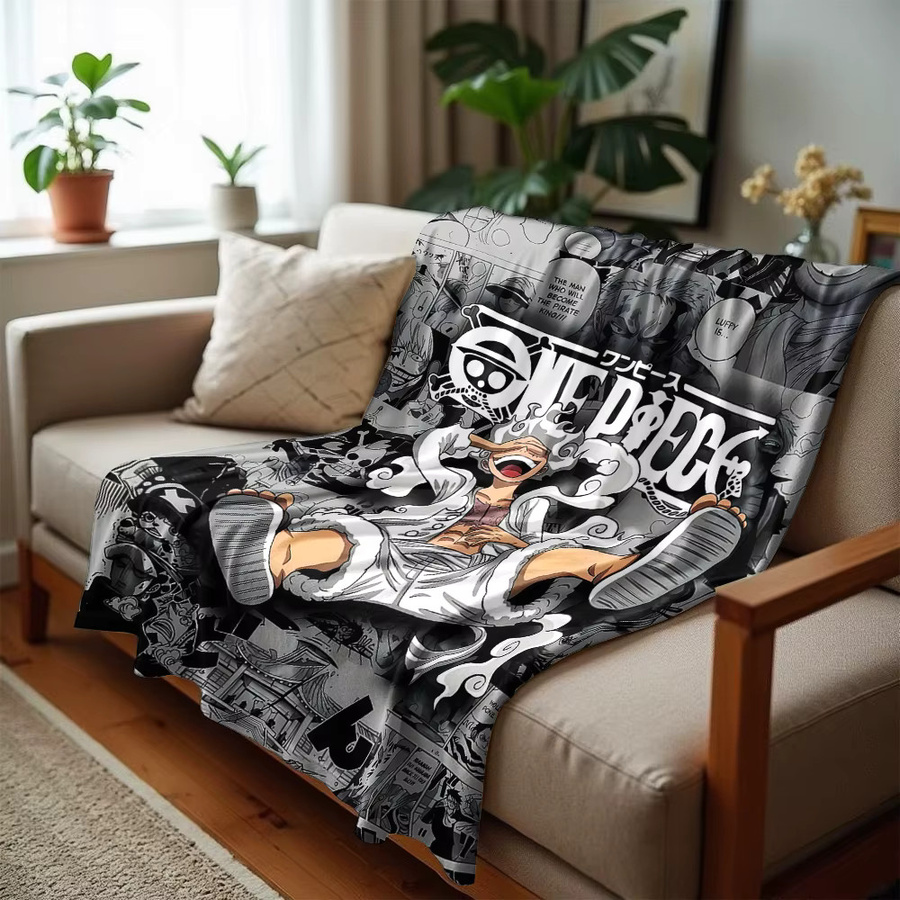 Beast Kingdom One Piece Luffy Flanell-Decke, weiche und warme Cartoon-Fleece-Decke in Mehrfarbig für Kinderzimmer, Sofa oder Bett - Bild 2