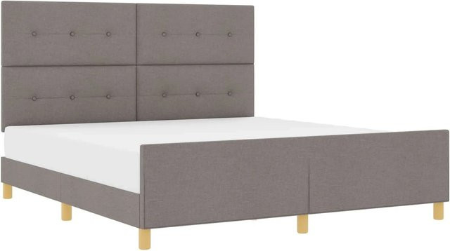 vidaXL Bettgestell mit Kopfteil in Taupe, gepolstert, Stoff, B/T/H: 180 x 200 x 128 cm - Bild 1