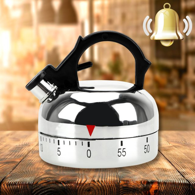 Mechanischer Küchentimer von NICEYARD in Silber, runder Timer aus Metall mit 60 Minuten Countdown-Alarm - Bild 1