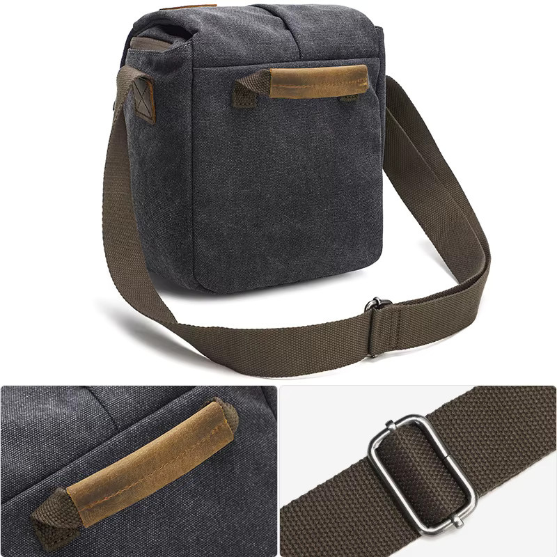 QISEMIAN Kameratasche als einschultrige Crossbody Outdoor Fototasche für DSLR und Digitalkameras in Grau - Bild 3