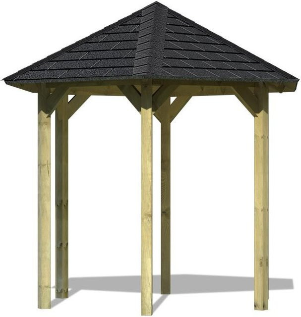 Karibu Pavillon-Set Lissabon aus Massivholz mit Rechteckschindeln, Farbe: Anthrazit, B/T/H: 276 x 354,75 x 243 cm - Bild 2