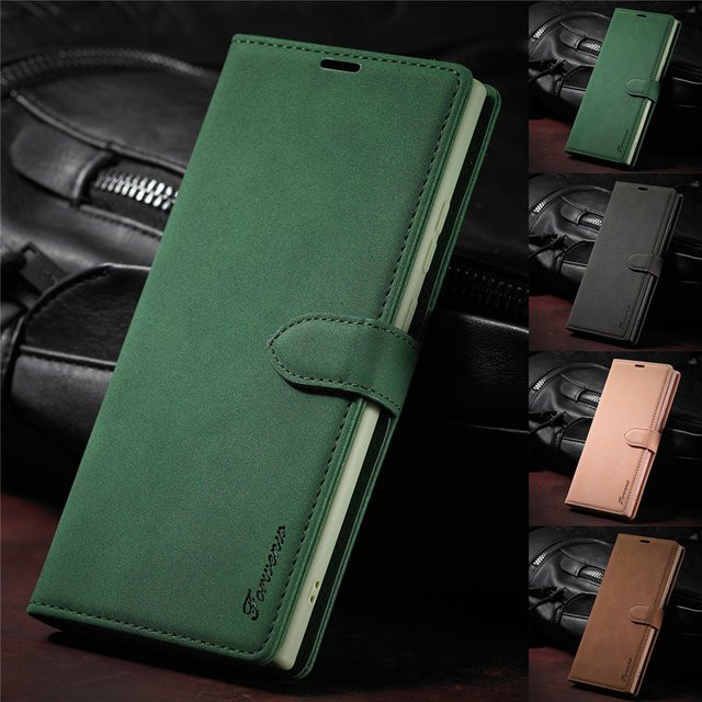 Eucagr Luxus Retro Handyhülle aus PU-Leder mit Flip-Design und Magnetverschluss für Samsung Galaxy Note 20 Ultra, Note 10 Plus, Note 9 und S24 Ultra in Braun oder Grün - Bild 1