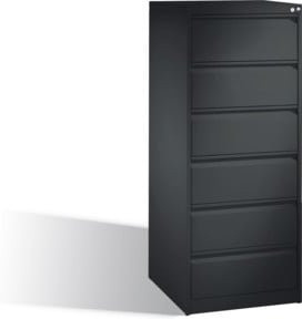 C+P Karteischrank Acurado für DIN A5 quer, 6 Schubladen, zweibahnig, Schwarzgrau, Stahl - Bild 1