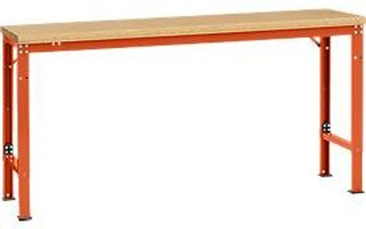 Manuflex Arbeits-Grundtisch UNIVERSAL Spezial mit Multiplexplatte, Farbe: Orange, B/T/H: 175 x 80 x 72,2-102,2 cm - Bild 2