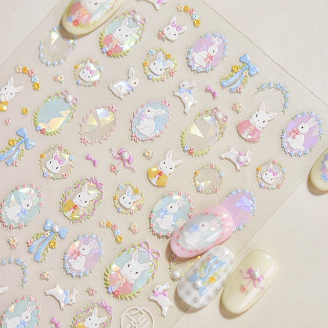 Rhstoe Nagelaufkleber 5D Kristall-Diamant Blumen Schmetterling, Glänzend - Bild 1