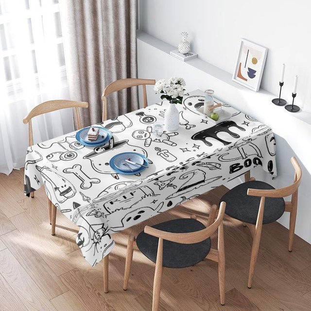 JINGYUE Pet Tischdecke mit Tierprint in Schwarz Weiß, wasserabweisend, B/T: 160 x 240 cm - Bild 1