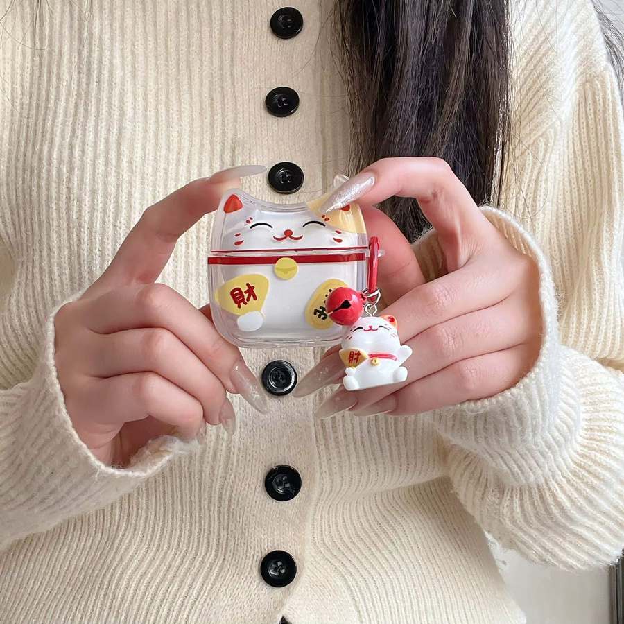 Stoßfeste Kopfhörer-Hülle mit niedlichem Katzen-Cartoon-Design für Apple AirPods 4, 1, Pro, 2 und 3, Mehrfarbig - Bild 3