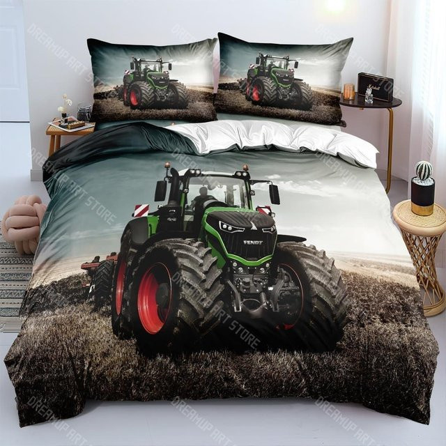 JMG Household Supplies Bettwäsche Set mit Traktor-Motiv für Kinder, grün, Microfaser, B/H: 264 x 228 cm - Bild 1