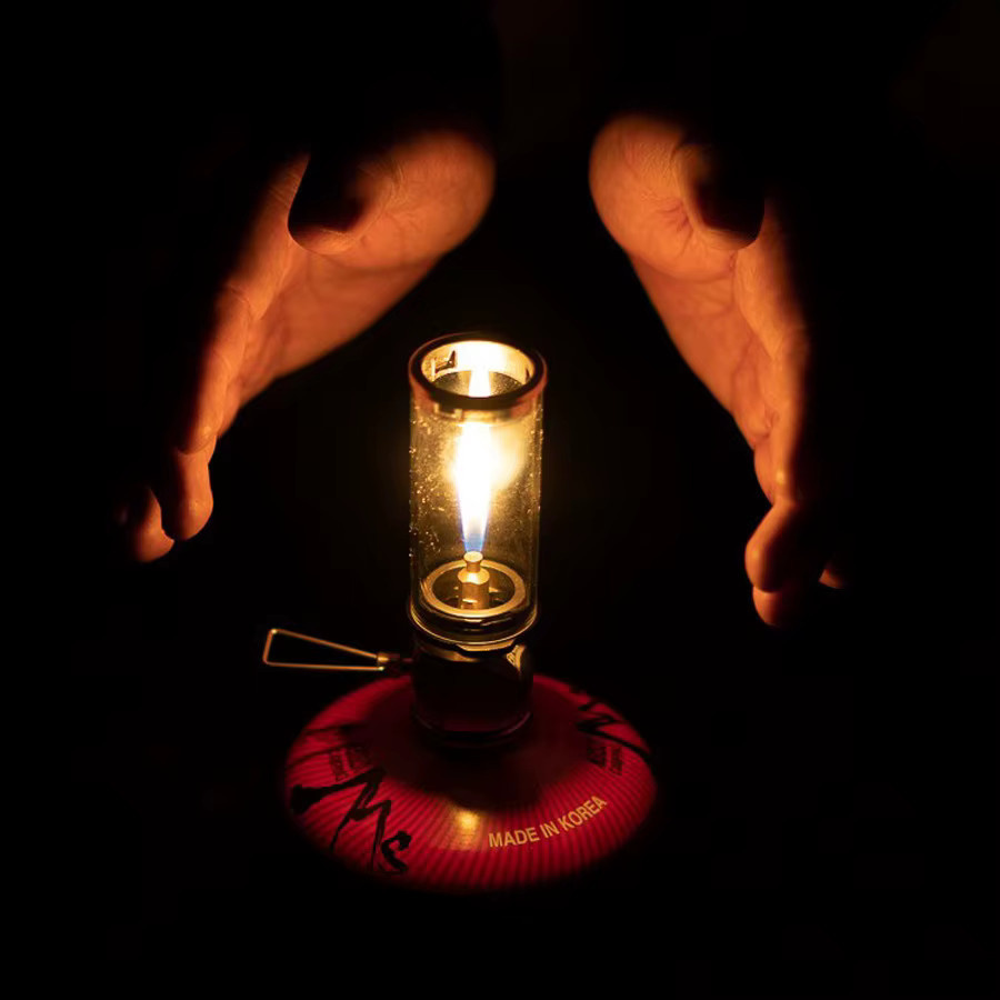 BRS Mini verstellbare Outdoor-Camping-Gaslampe mit transparentem Glaskamin für Tisch und Garten - Bild 2