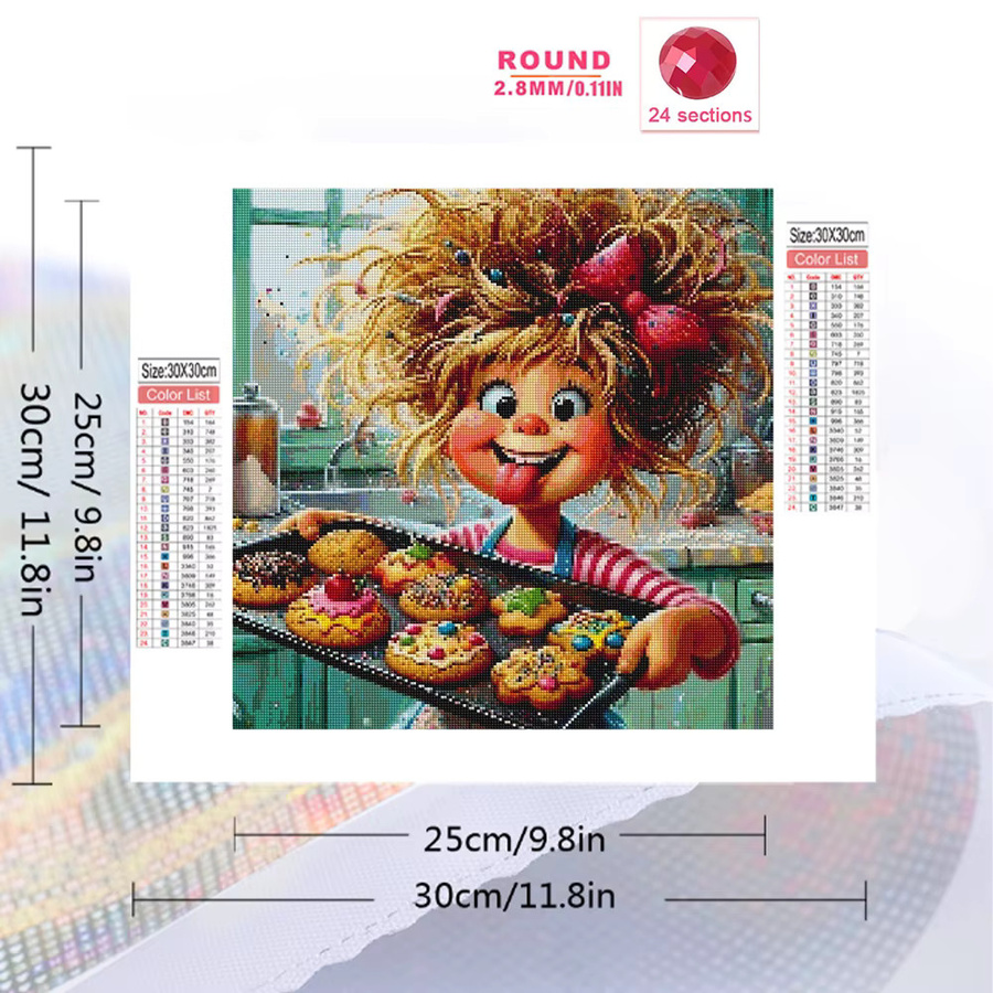 Momoart Mädchenporträt, Diamond Painting Set, Bunt / Mehrfarbig - Bild 2