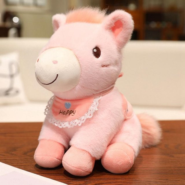 Yiran toy Kawaii Sitzende Pose Pony Plüschtier, 25cm, Rosa / Pink - Bild 1