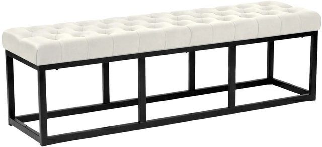 DELUKE Sitzbank MERIDA Polsterbank aus Samt in Creme, gesteppt, B/T/H: 150 x 37 x 42 cm - Bild 1