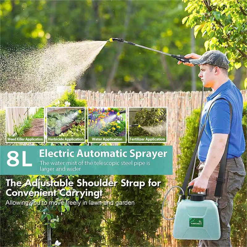 OWJHE Schulter-Elektrosprüher 8L mit Sprühpistole, USB-aufladbare automatische Gießkanne für die Gartenbewässerung - Bild 3