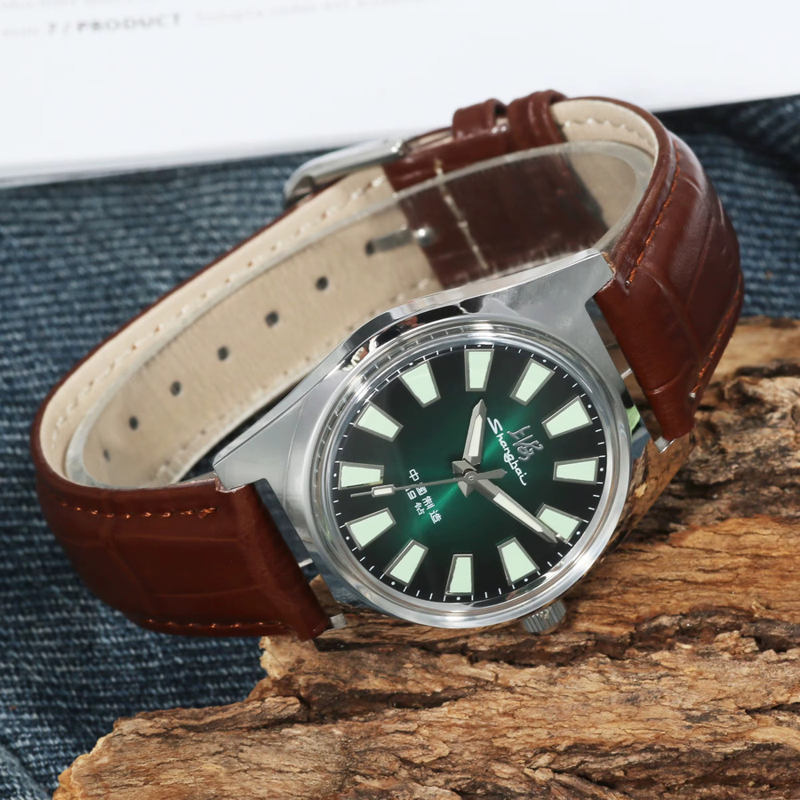 HEIMDALLR Armbanduhr, Handaufzug, Leder, Grün, Silber, Herren - Bild 4