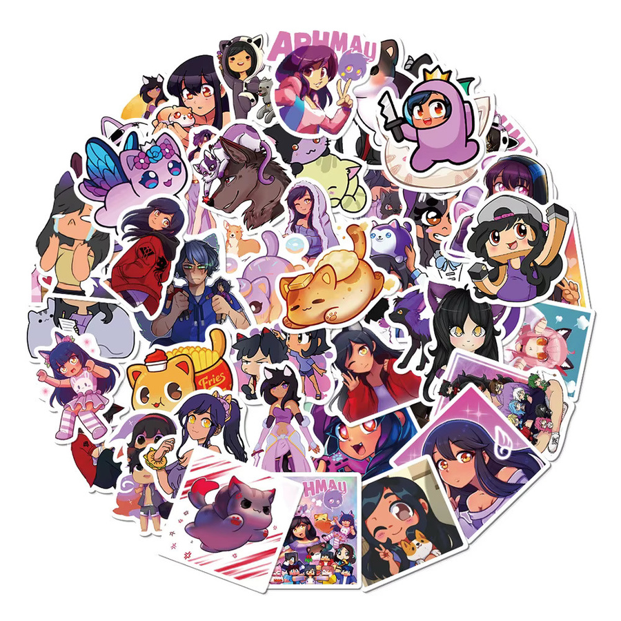 50 Stück Aphmau Sticker Set aus wasserfestem Vinyl in Multicolour für Kinder zum Dekorieren von Laptop, Gepäck und Skateboard - Bild 5