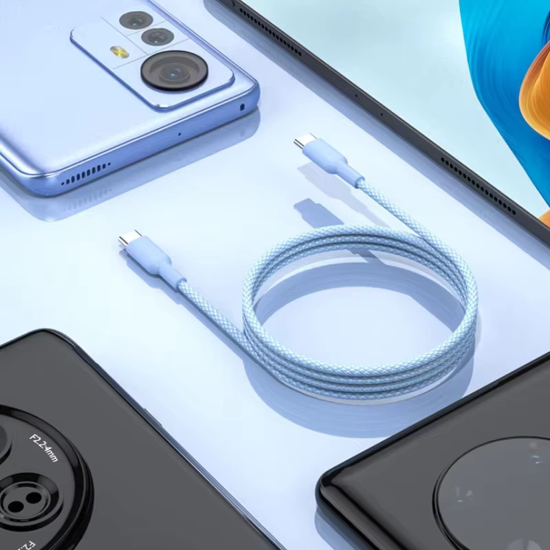 VBNM USB-C auf USB-C Schnellladekabel mit 60W PD Leistung für iPhone 15 16 17 Pro Max, Samsung, OPPO, Xiaomi, Redmi und iPad in Schwarz oder Blau - Bild 4