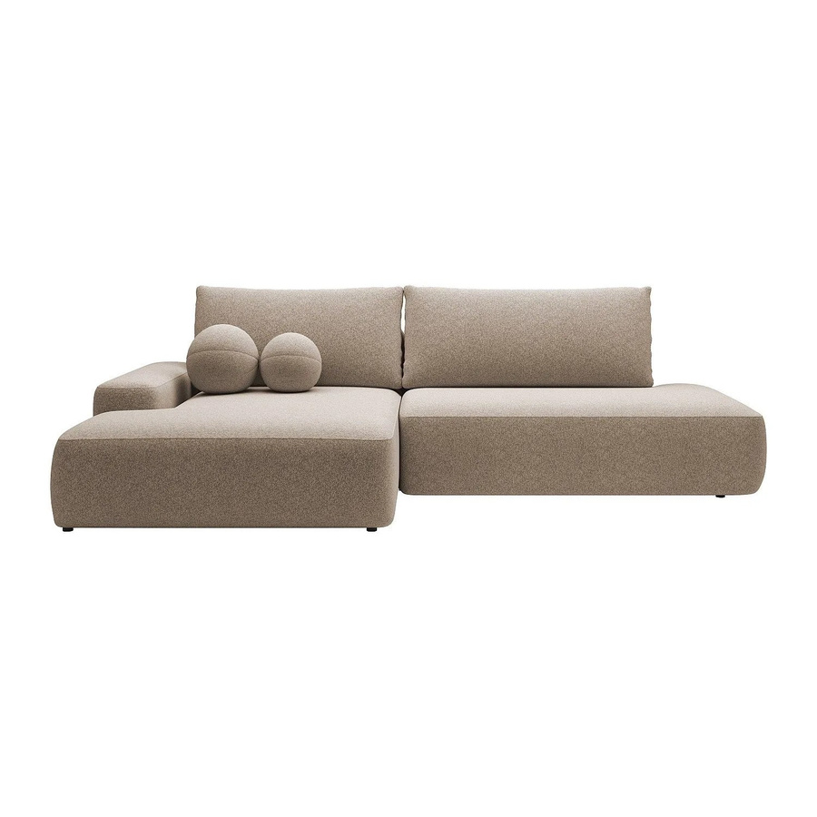 Vente-unique Schlafsofa Daviso in Taupe und Beige mit L-Form und meliertem Stoff - Bild 2