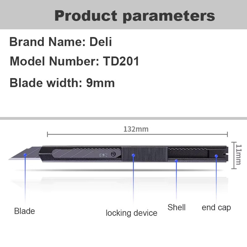 Deli Metall-Universalmesser mit 9mm Klinge aus gehärtetem Stahl als tragbares Bastelmesser zum Schneiden von Papier und Karton - Bild 4